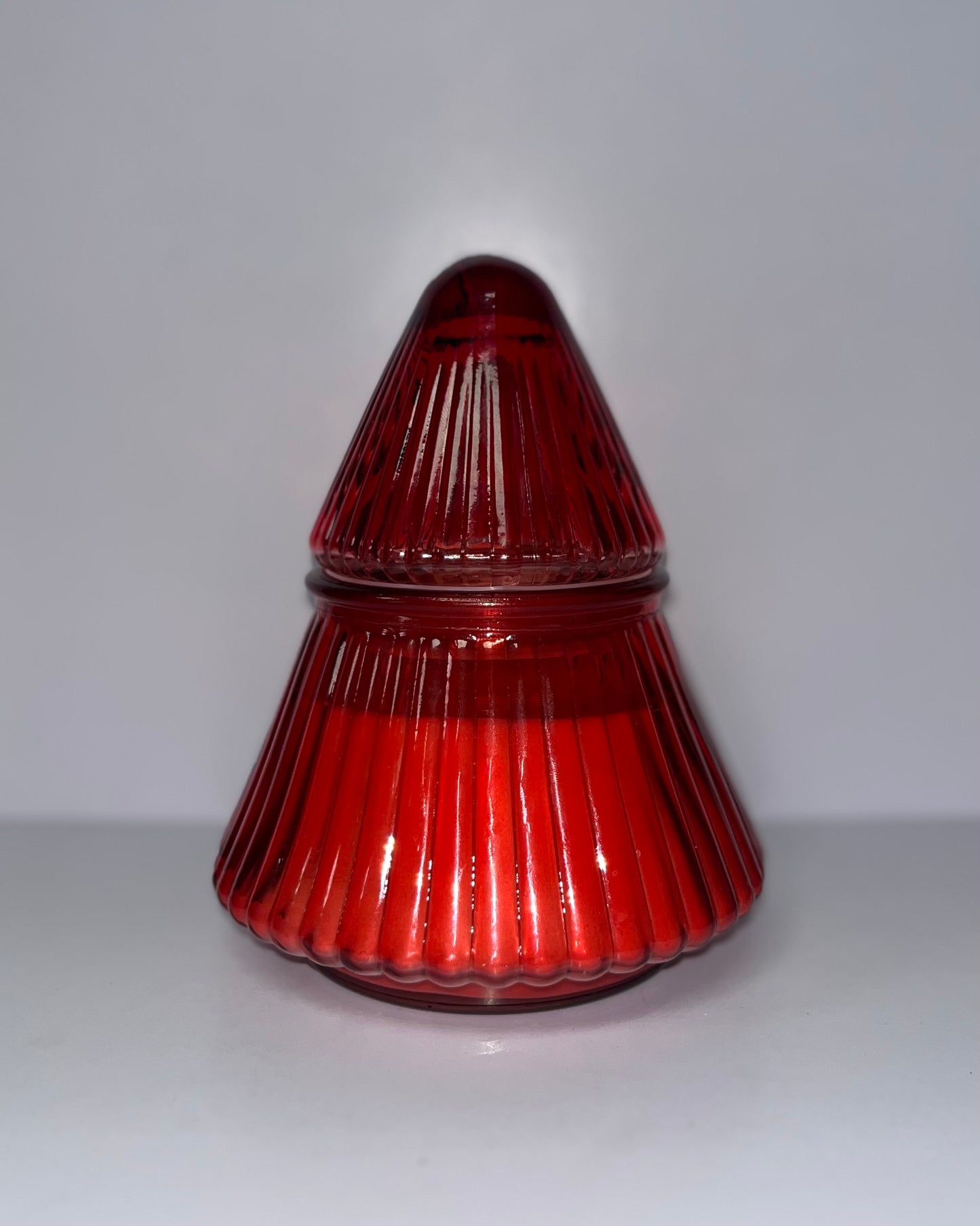 Red Glass Tree Candle