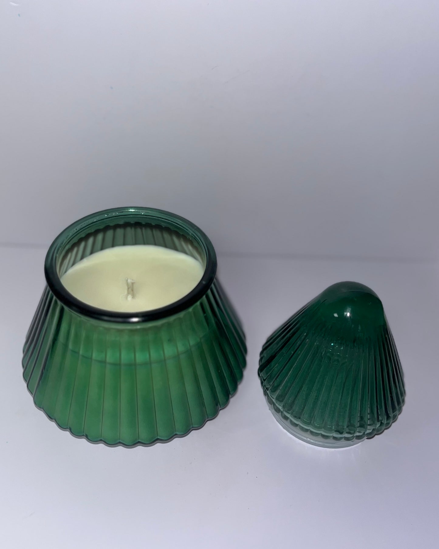 Green Glass Tree Candle